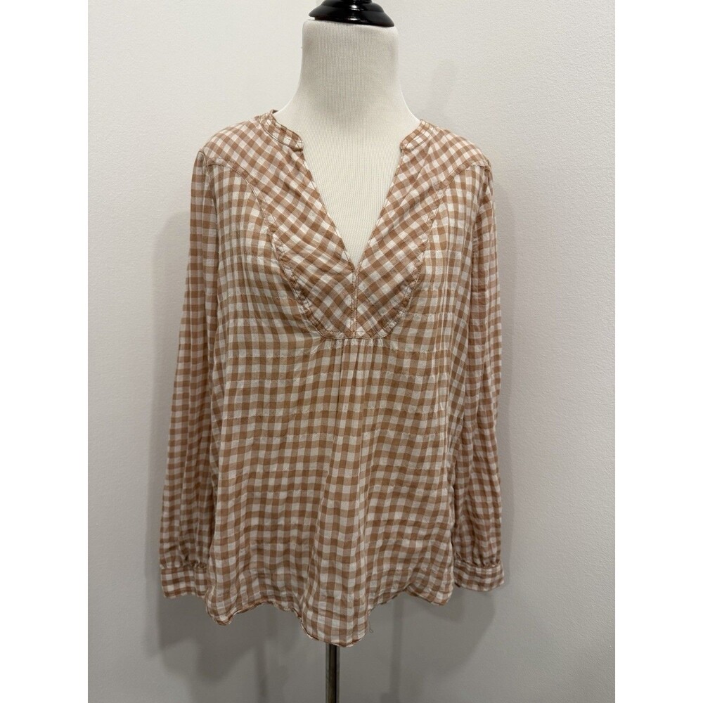 Holding Horses Anthropologie Devon Gingham Popover Peasant Blouse Size 6